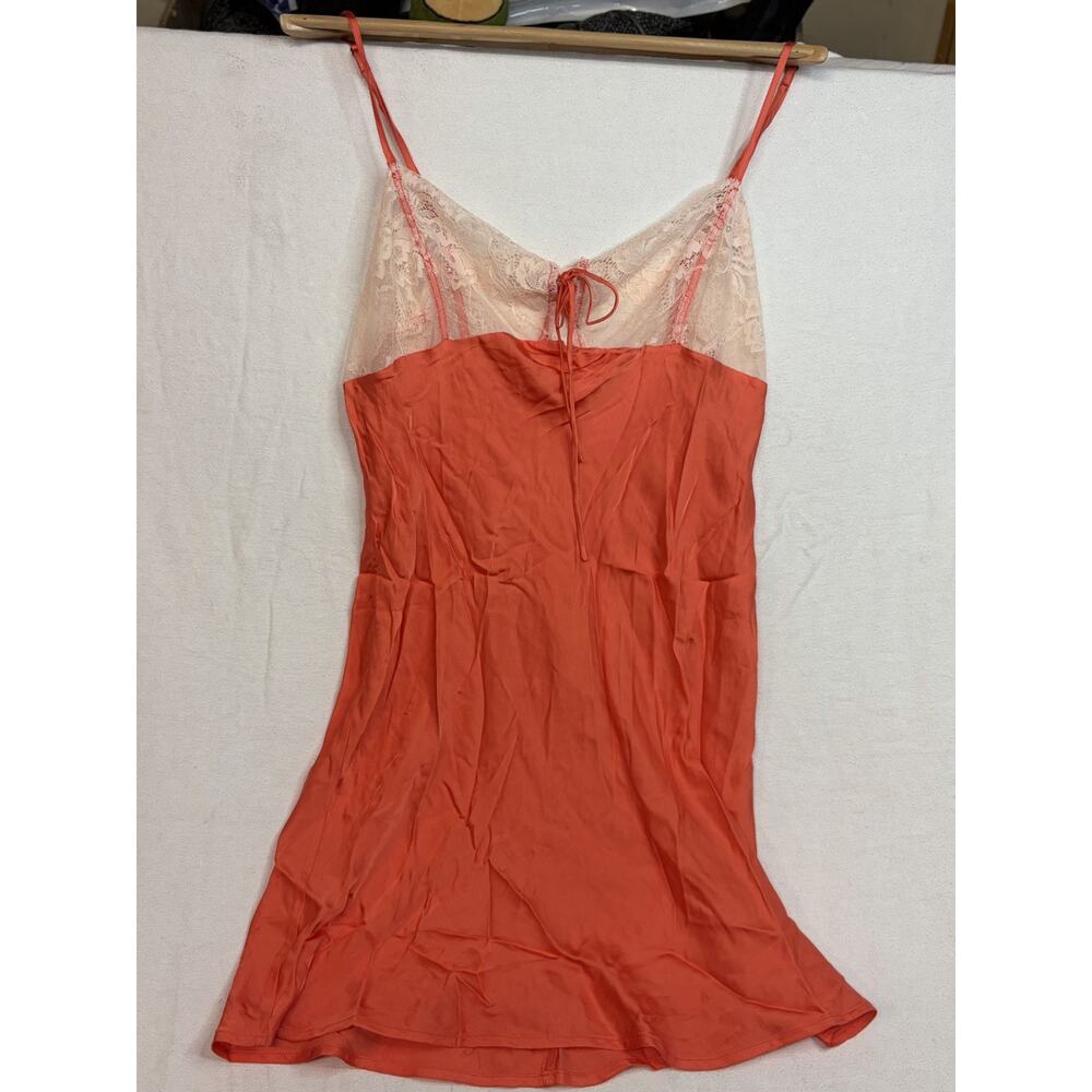 Anthropologie Lace Chemise Nightgown Womens M Coral Pink Slip Dress Lingerie